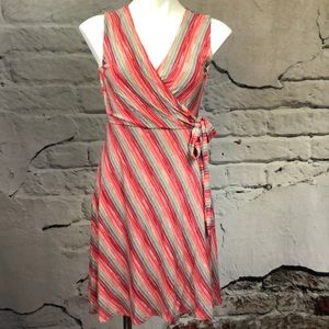 Francesca’s Alya Kaya dress striped faux wrap